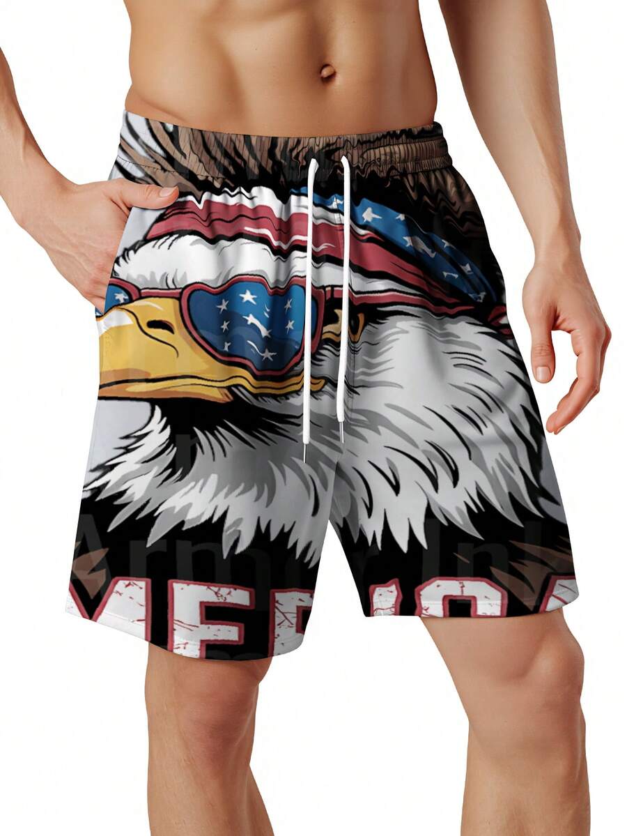 Swim Trunk Quick Dry - Patriotic Mens Swim Trunks With Eagle