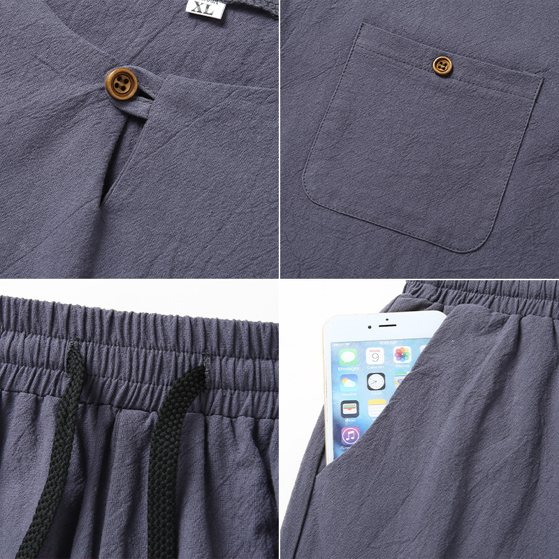 High-quality fashionable men's - Short Linen Drawstring のレビューと価格