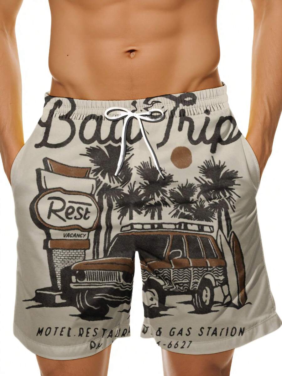 Mens Beach Trip Print Board Sh - Swim Trunk Quick Dry のレビューと価格