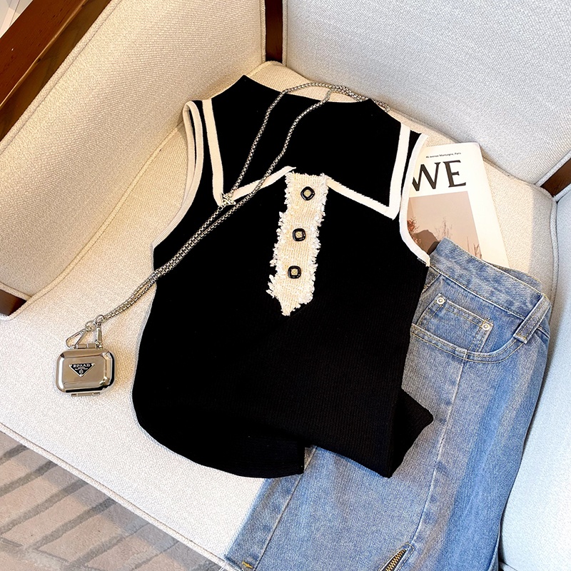 Slim Fit Knitted Vest Women's  - Shirt Camp Collar のレビューと価格