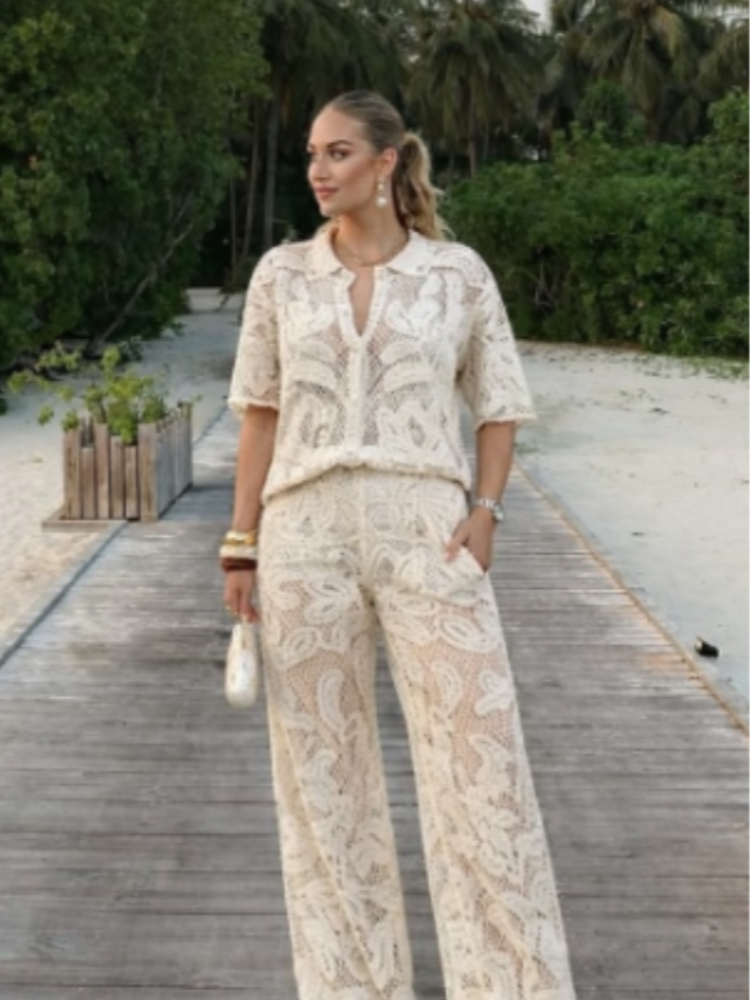 Women's Stylish 2 Piece Set Cr - Resort Shirt Floral のレビューと価格