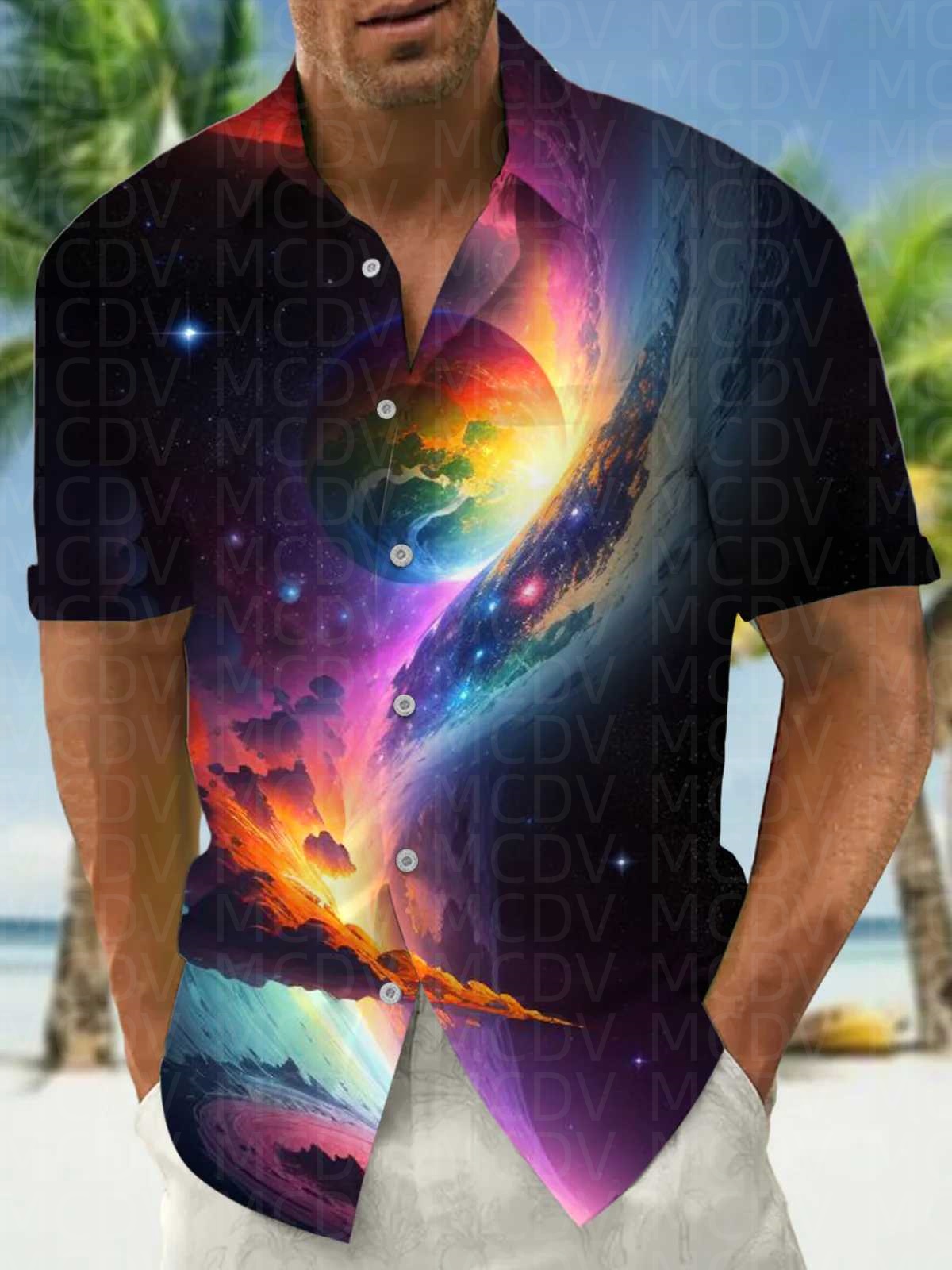 Sun Pattern Style Men's Hawaii - Shirt Camp Collar のレビューと価格