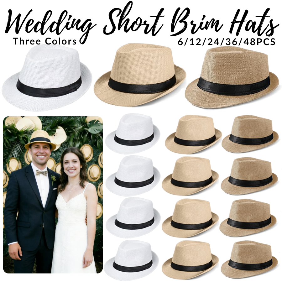 6-48PACK Wedding Straw Fedora  - Bucket Hat Straw のレビューと価格