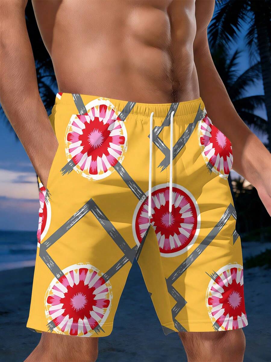 Mens Geometric Floral Print Be - Swim Trunk Quick Dry のレビューと価格