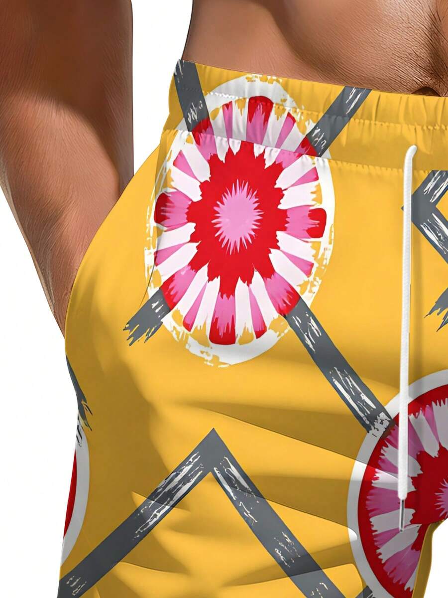 Mens Geometric Floral Print Be - Swim Trunk Quick Dry のレビューと価格