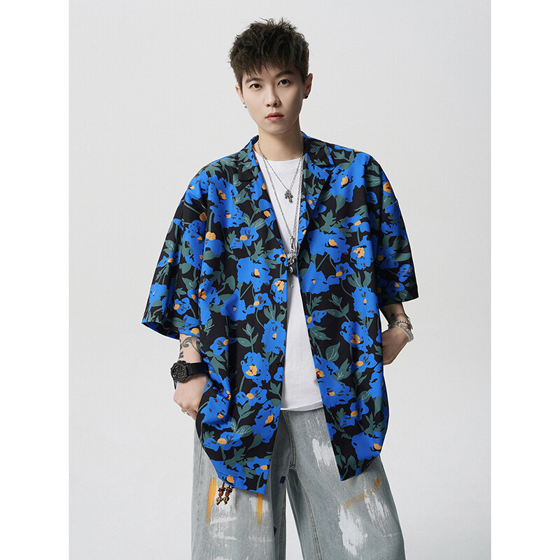 Summer Vintage Floral Print Lo - Resort Shirt Floral のレビューと価格