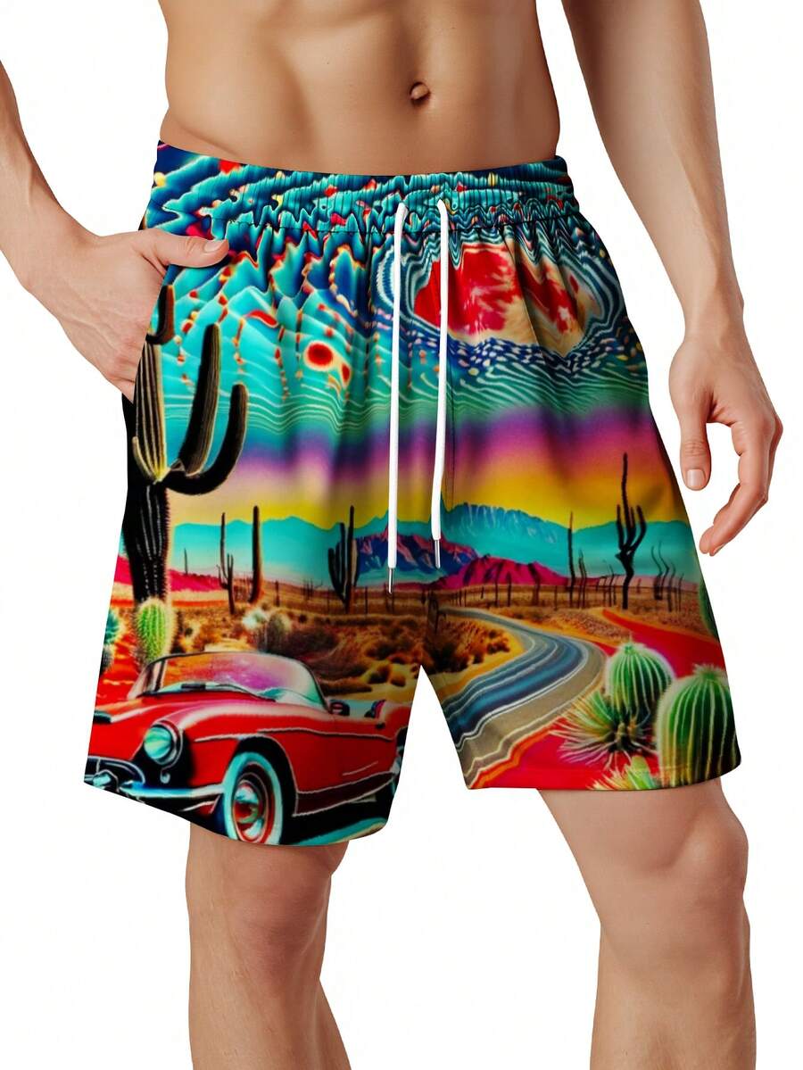 Mens Desert Scene Swim Trunks  - Swim Trunk Quick Dry のレビューと価格