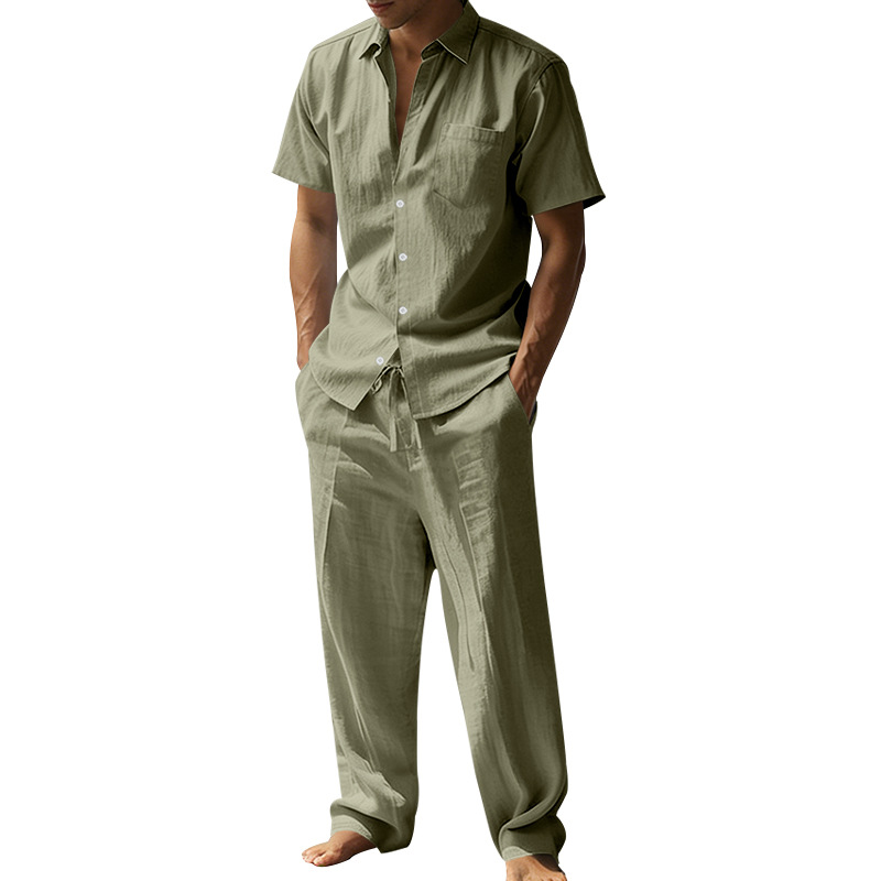Summer linen lapel short-sleev - Short Linen Drawstring のレビューと価格