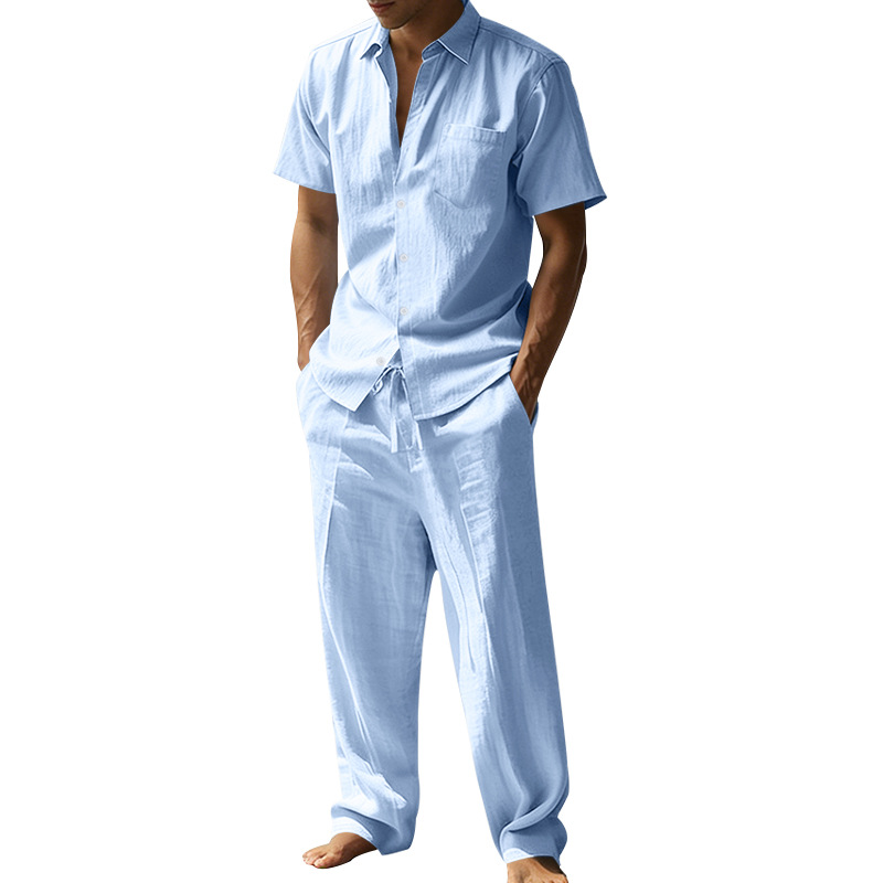 Summer linen lapel short-sleev - Short Linen Drawstring のレビューと価格