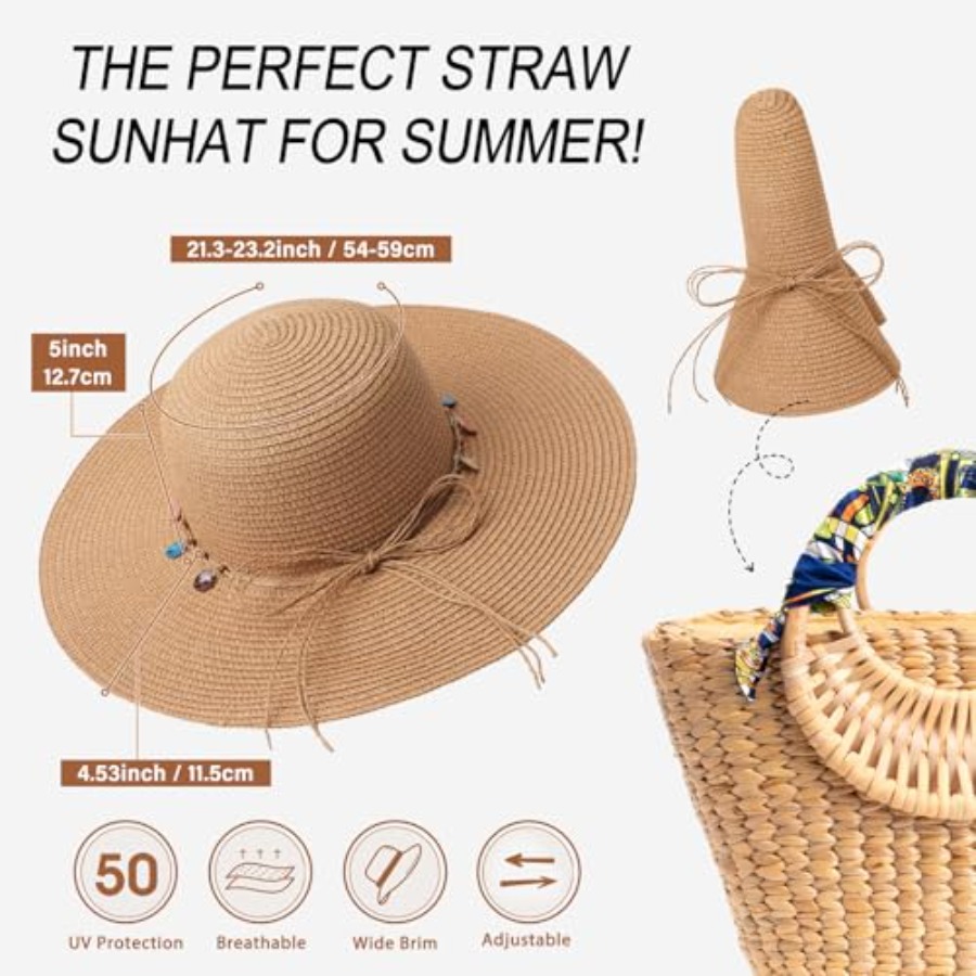 Trifabricy Beach Sun Straw Hat - Packable Hat Nylon のレビューと価格