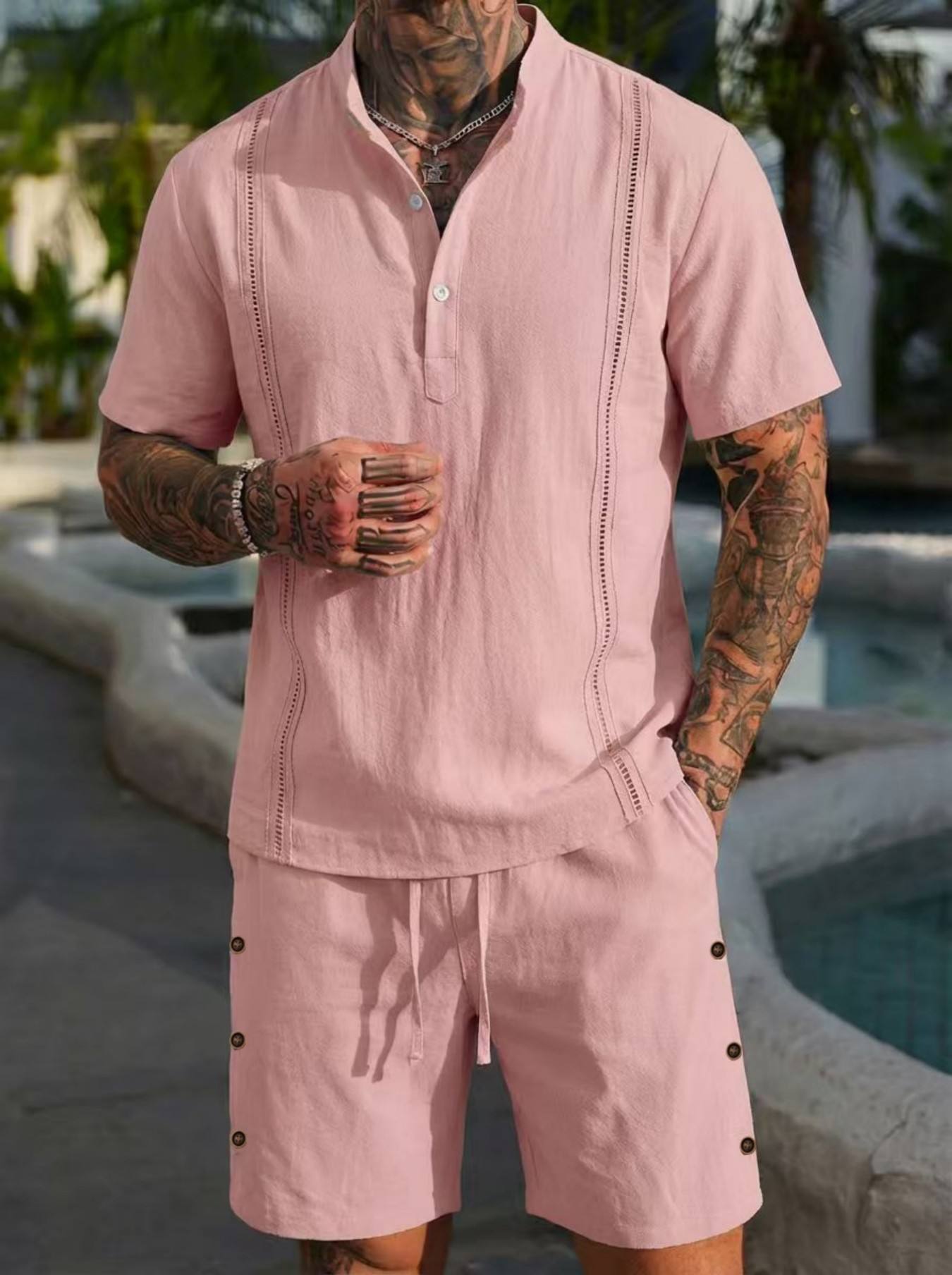 2026 men's summer beach casual - Short Linen Drawstring のレビューと価格