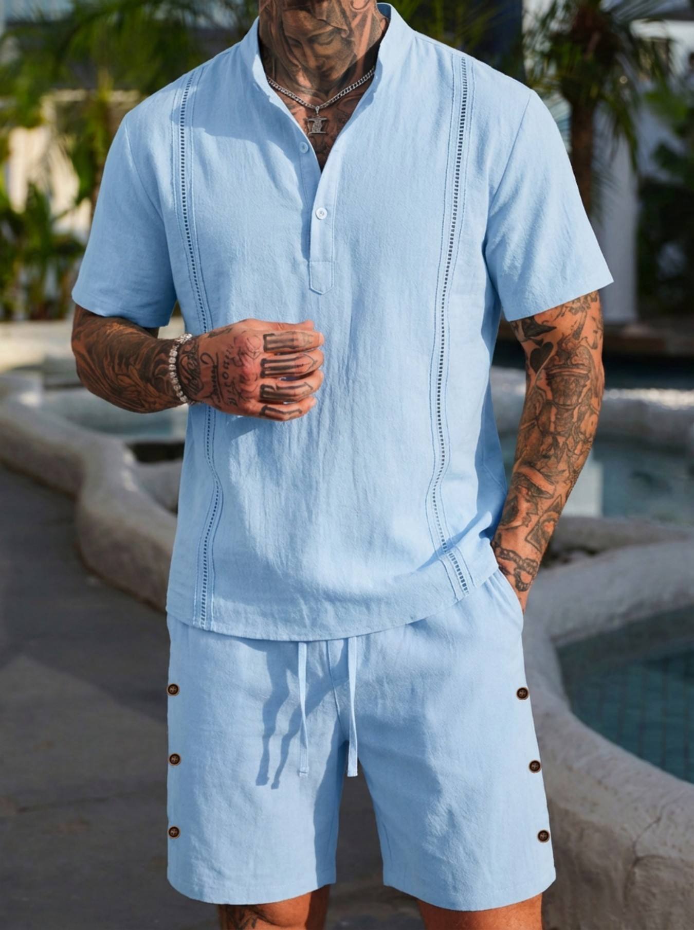 2026 men's summer beach casual - Short Linen Drawstring のレビューと価格