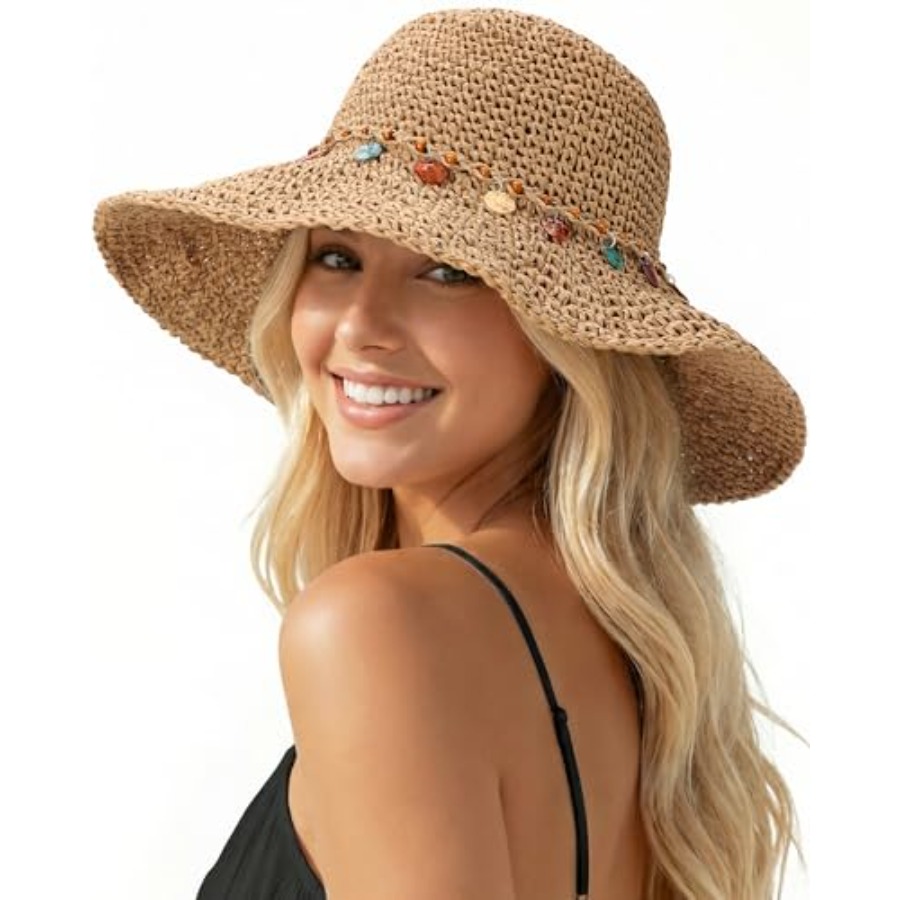 Beach Sun Hats for Women, Stra - Packable Hat Nylon のレビューと価格