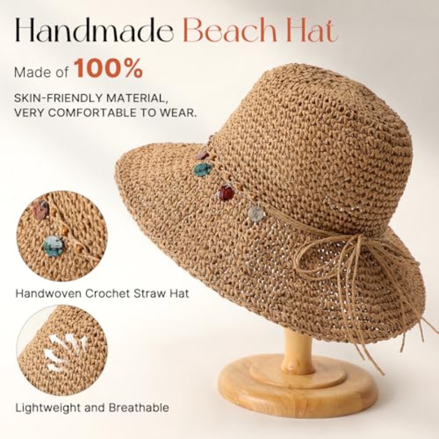 Beach Sun Hats for Women, Stra - Packable Hat Nylon のレビューと価格