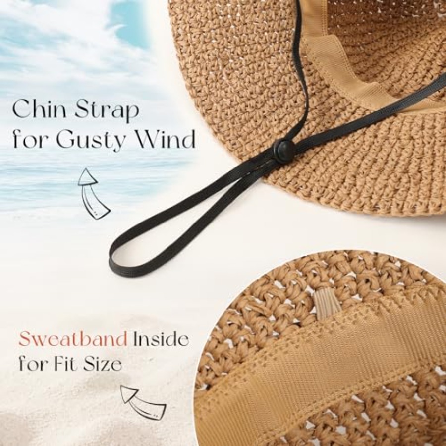 Beach Sun Hats for Women, Stra - Packable Hat Nylon のレビューと価格