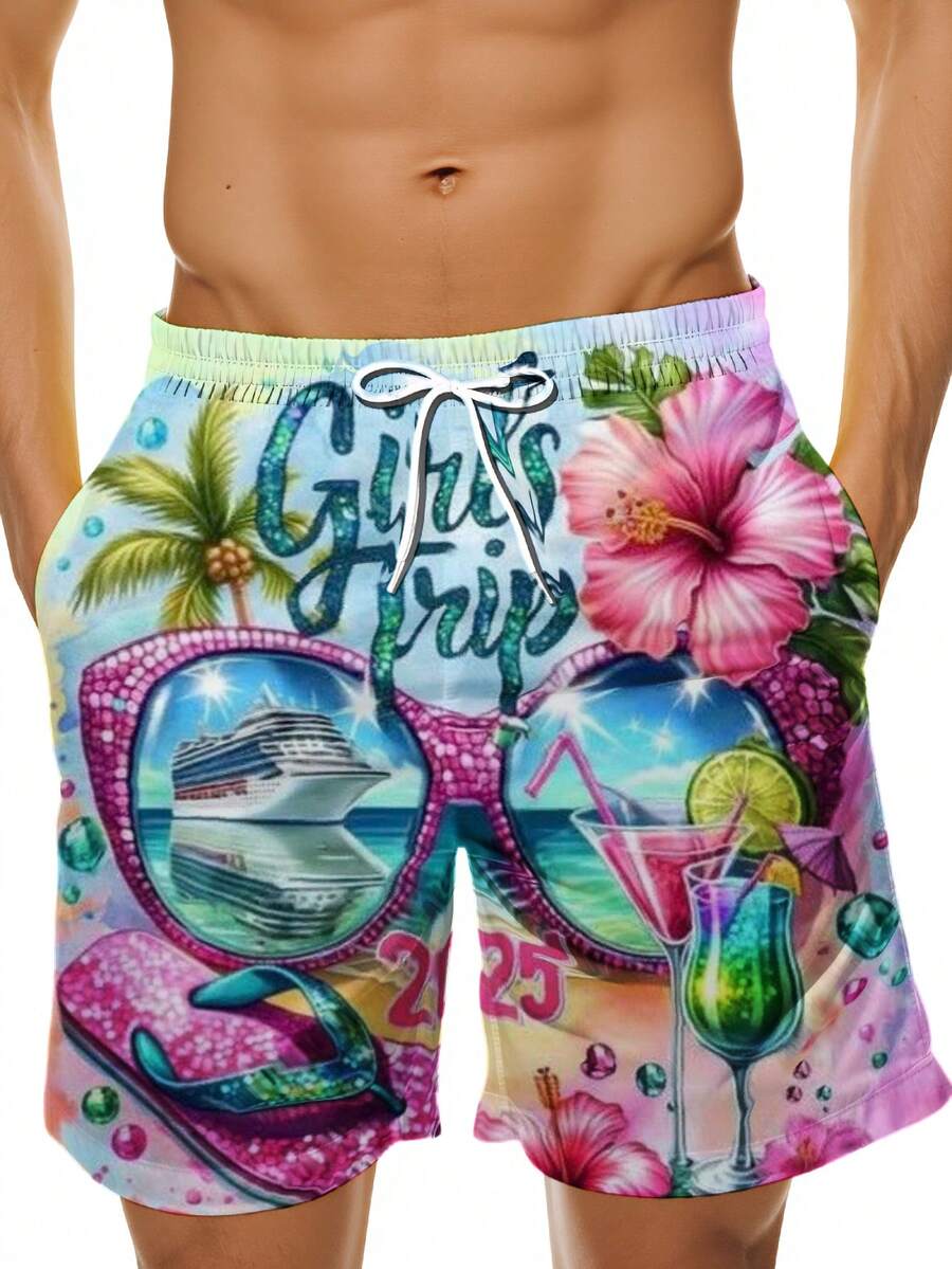 Mens Beach Swim Trunks 3D Prin - Swim Trunk Quick Dry のレビューと価格