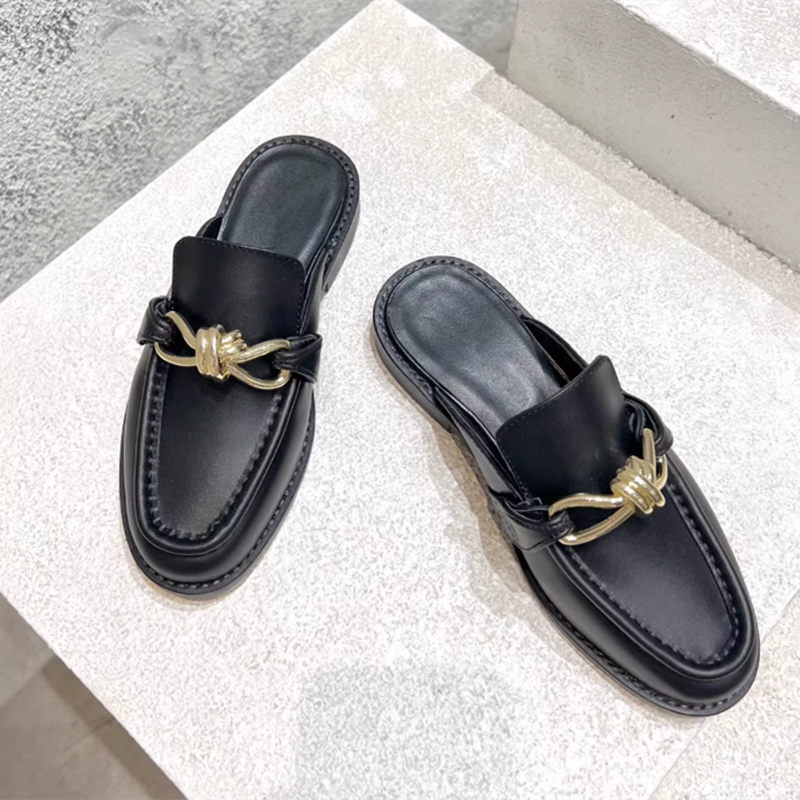 Metal Buckle Half Slippers For - Flip Flop Leather Men のレビューと価格