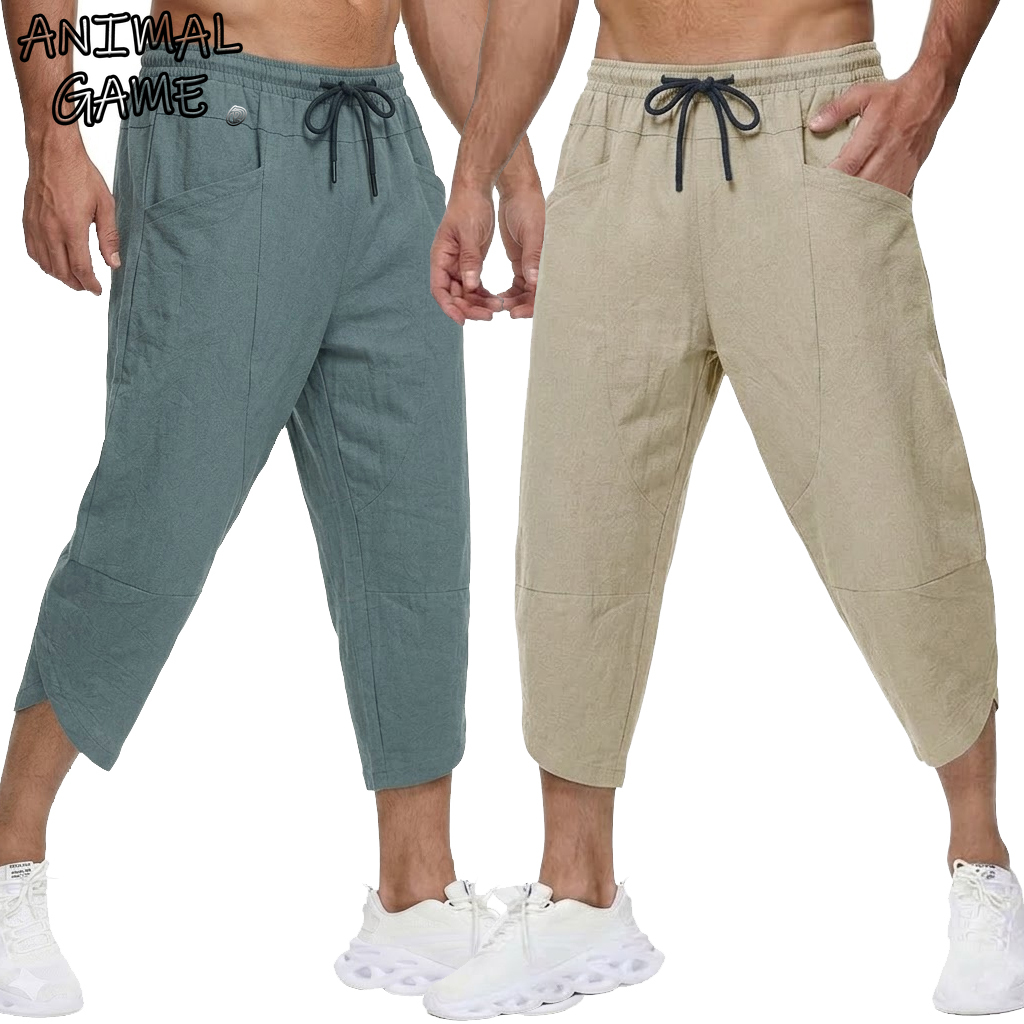 Summer Men's Linen Casual Shor - Short Linen Drawstring のレビューと価格