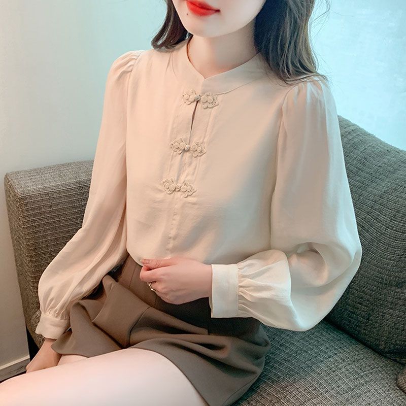 New Chinese Style Stand Up Col - Shirt Camp Collar のレビューと価格