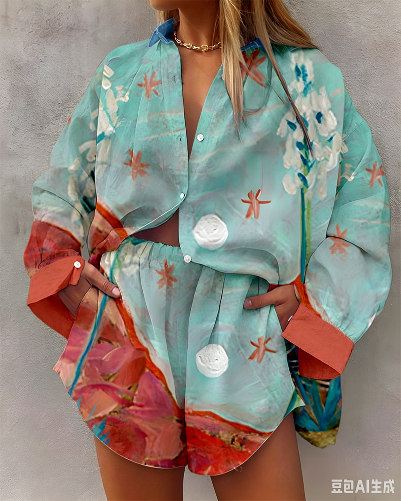 Hawaii Summer Fashion Long Sle - Resort Shirt Floral のレビューと価格