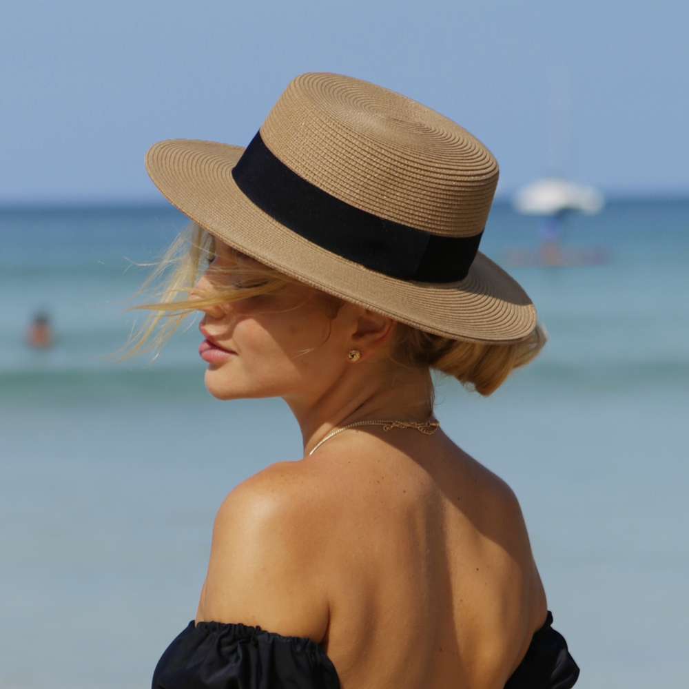 Unisex Flat Top Boater Sun Hat - Bucket Hat Straw のレビューと価格