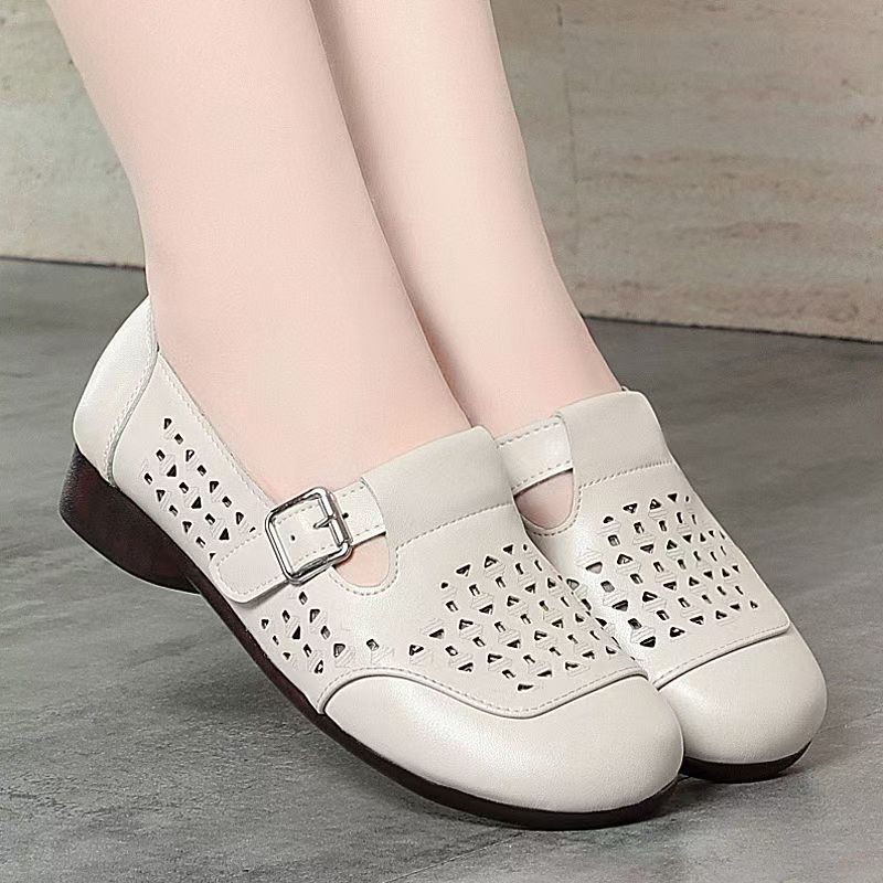 Women's Leather Hollow Out Low - Casual Sandal Leather のレビューと価格