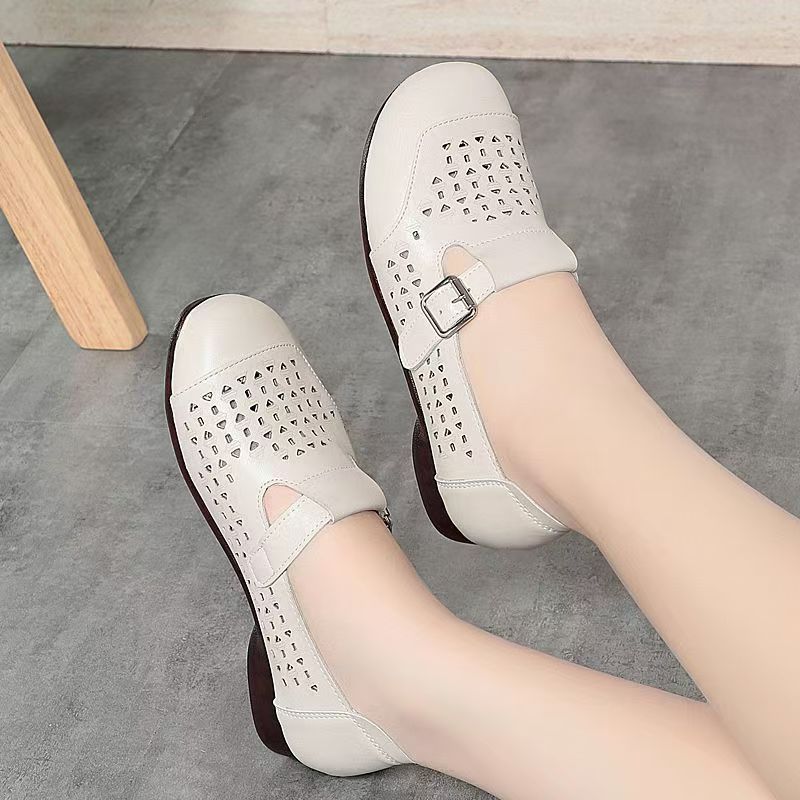 Women's Leather Hollow Out Low - Casual Sandal Leather のレビューと価格