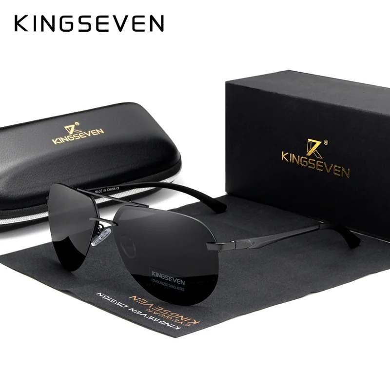 KINGSEVEN  Rimless Pilot Sungl - Sunglasses Aviator Polarized のレビューと価格