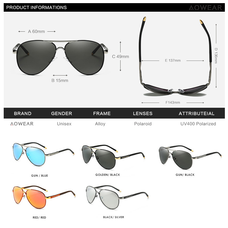 AOWEAR Men's Aviation Sunglass - Sunglasses Aviator Polarized のレビューと価格