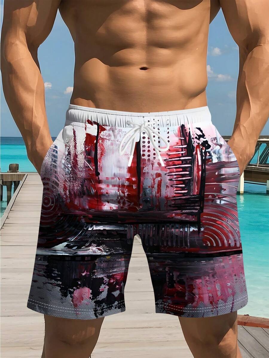 Mens Abstract Print Beach Shor - Swim Trunk Quick Dry のレビューと価格