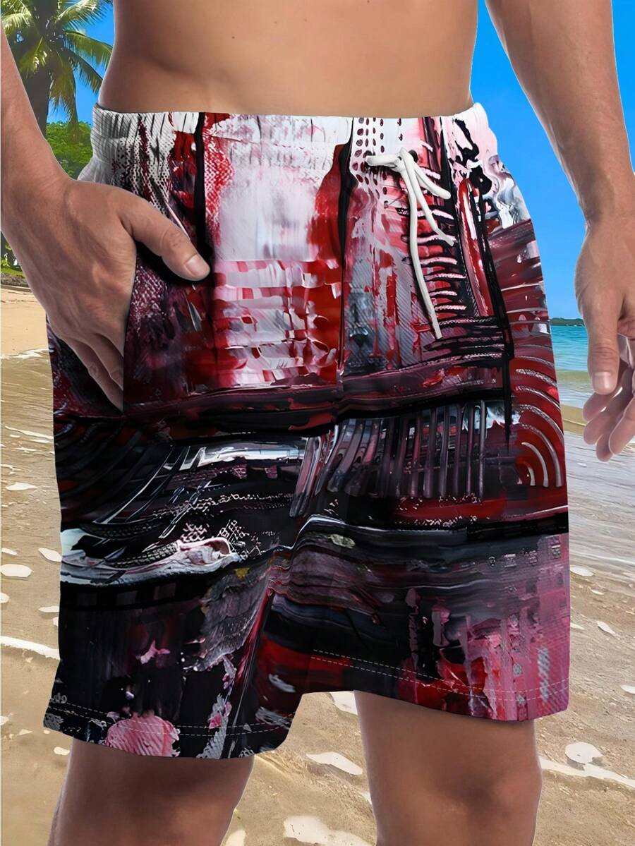 Mens Abstract Print Beach Shor - Swim Trunk Quick Dry のレビューと価格