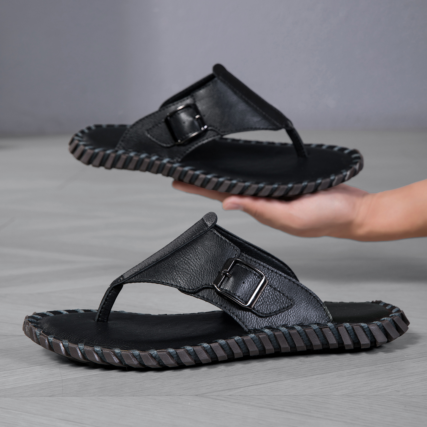 2026 Summer New Men's Plus Siz - Flip Flop Leather Men のレビューと価格