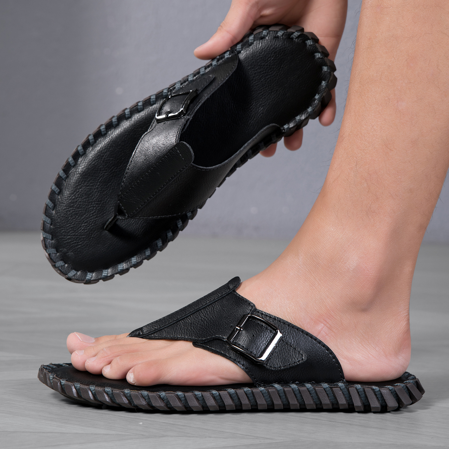 2026 Summer New Men's Plus Siz - Flip Flop Leather Men のレビューと価格