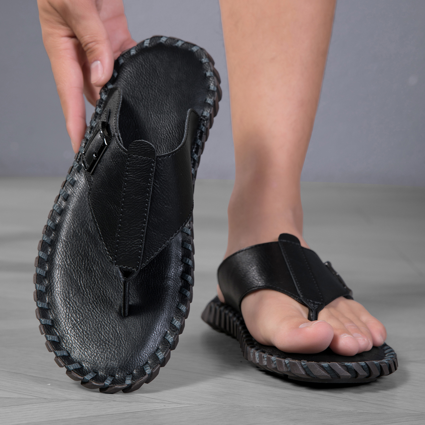 2026 Summer New Men's Plus Siz - Flip Flop Leather Men のレビューと価格