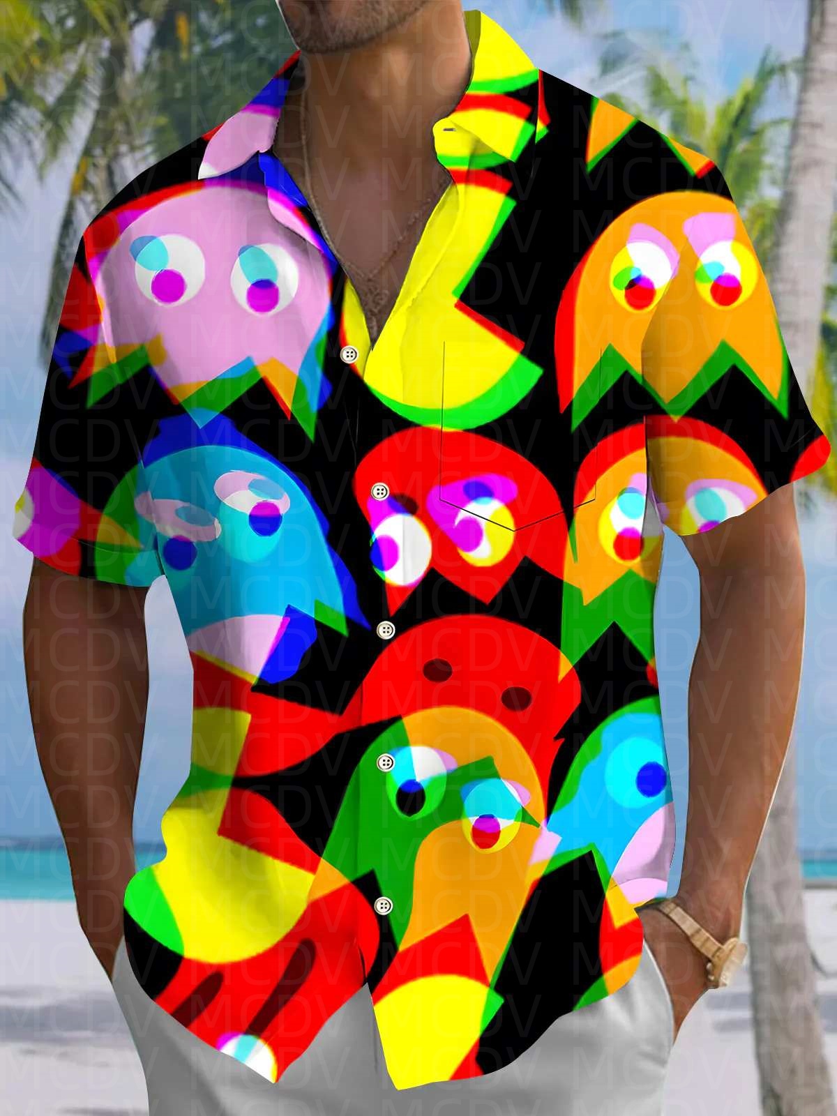 Insects Pattern Men's Hawaiian - Shirt Camp Collar のレビューと価格