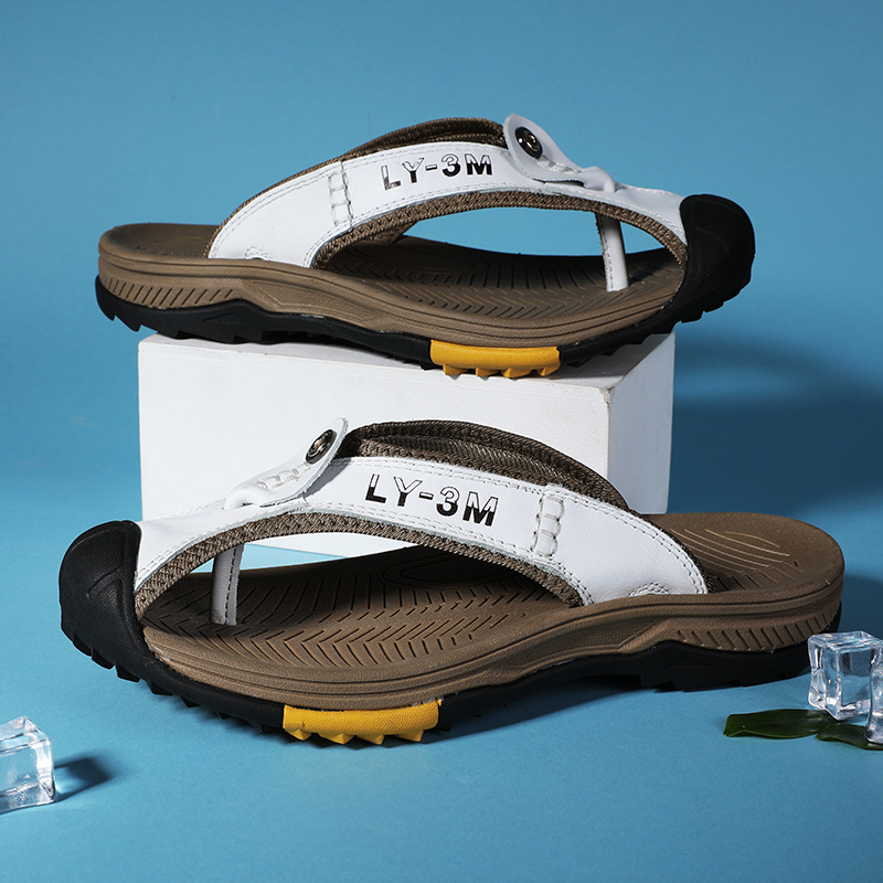 New Men's Genuine Leather Flip - Flip Flop Leather Men のレビューと価格