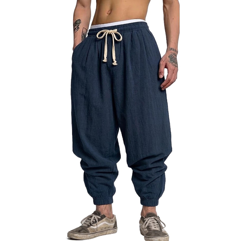 Korean Cotton Linen Trousers A - Short Linen Drawstring のレビューと価格