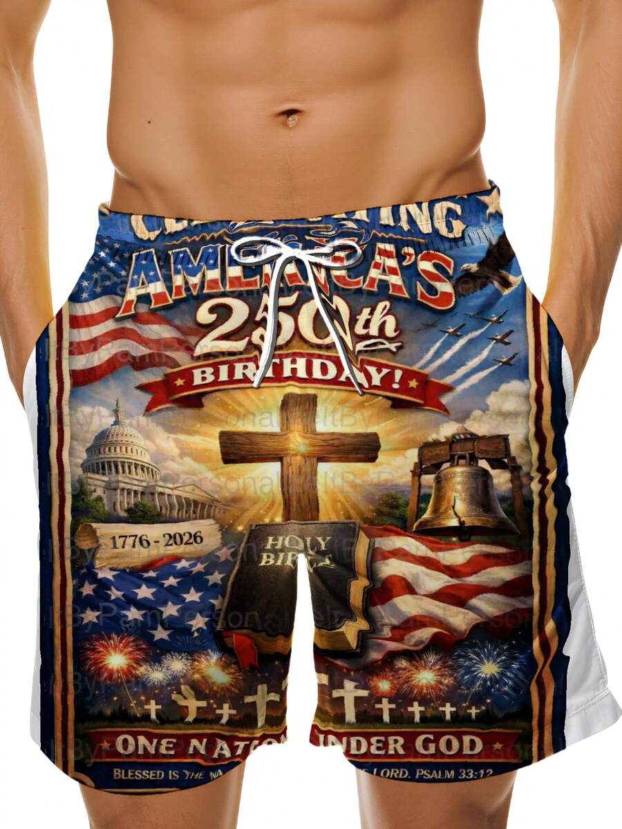 Mens Patriotic Swim Trunks 250 - Swim Trunk Quick Dry のレビューと価格