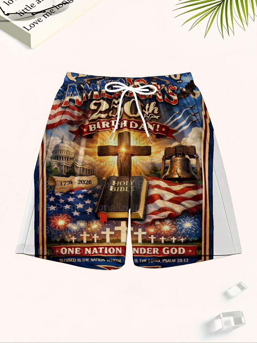 Mens Patriotic Swim Trunks 250 - Swim Trunk Quick Dry のレビューと価格