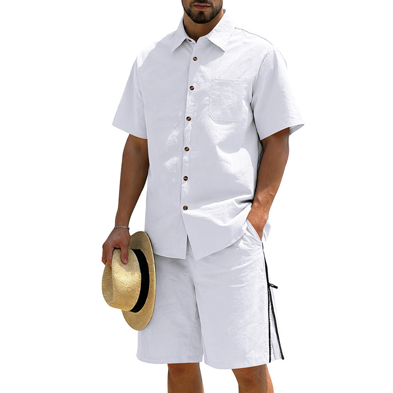 Men's Casual Cotton Linen 2 Pi - Short Linen Drawstring のレビューと価格