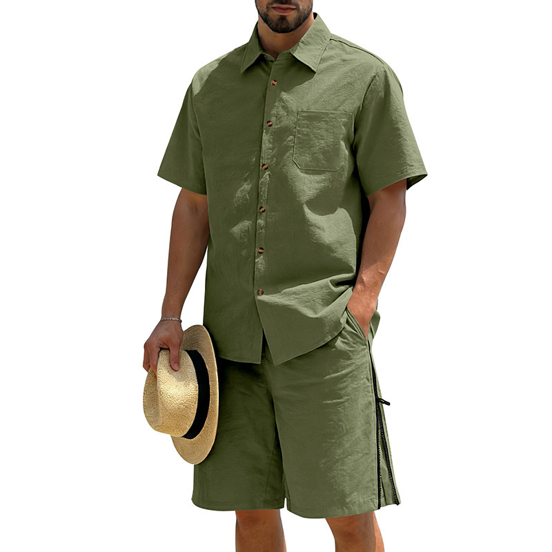Men's Casual Cotton Linen 2 Pi - Short Linen Drawstring のレビューと価格