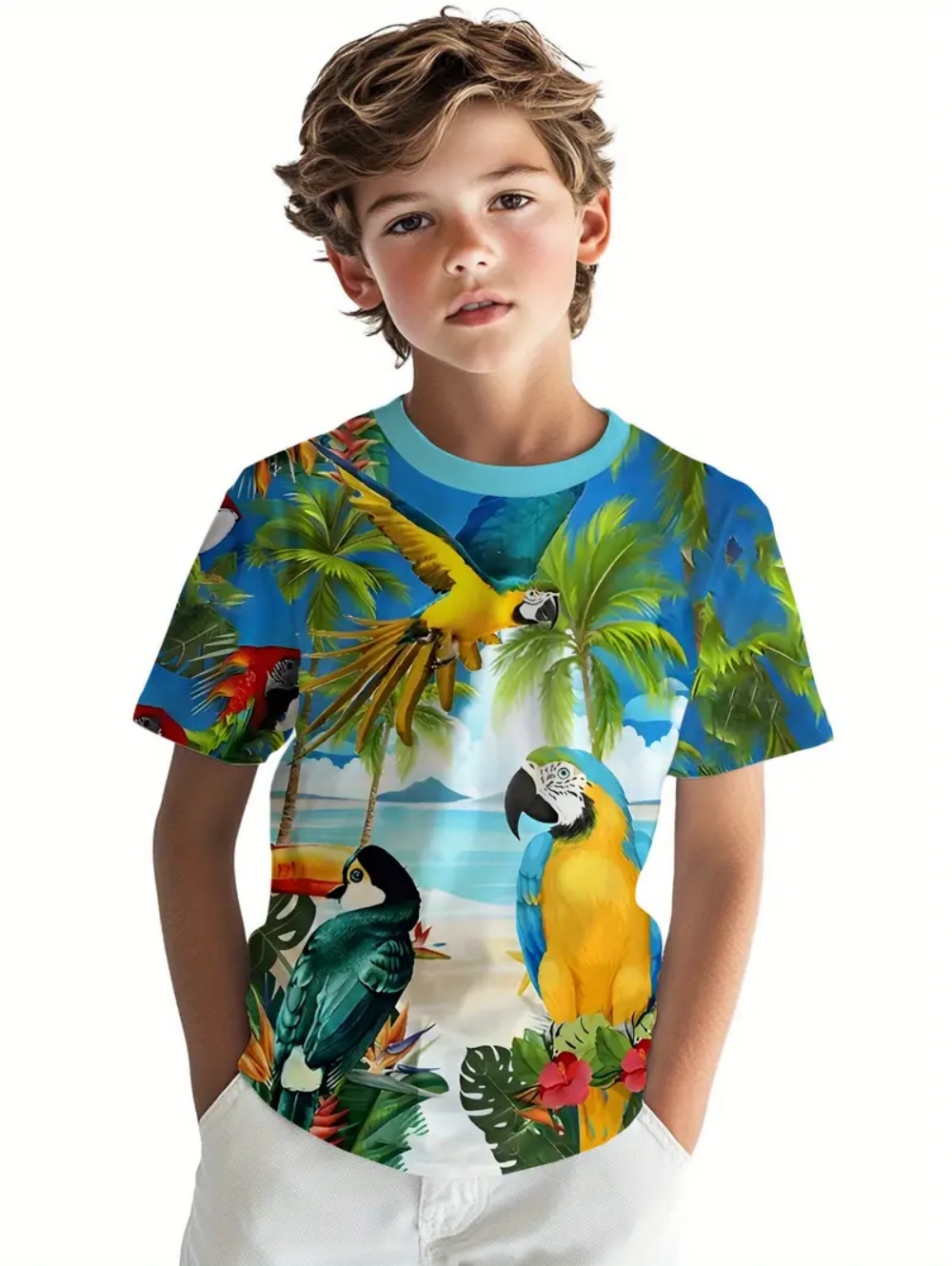 Kids' Tropical Macaw Parrots B - Tee Graphic Print のレビューと価格