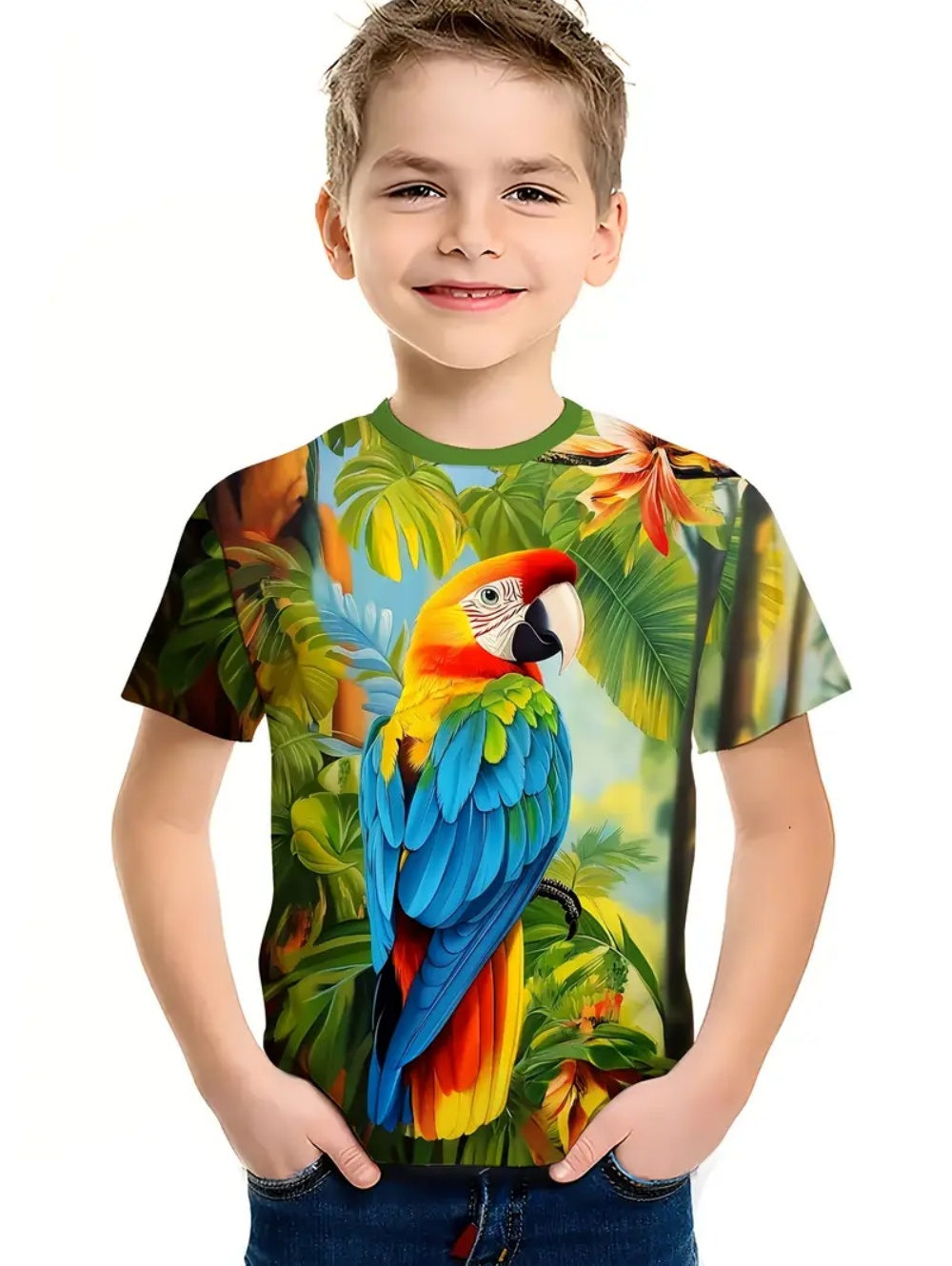 Kids' Tropical Macaw Parrots B - Tee Graphic Print のレビューと価格