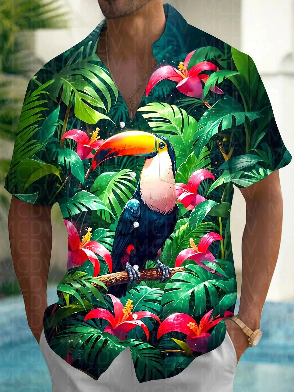 Balloon Pattern Men's Hawaiian - Shirt Camp Collar のレビューと価格