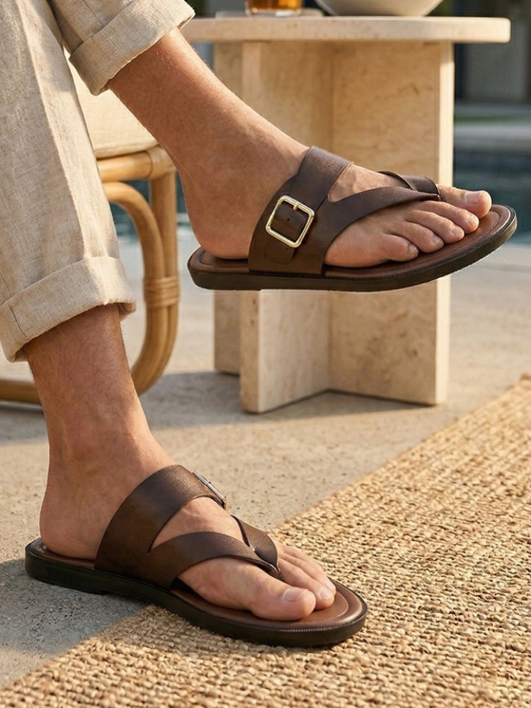 Outside Summer Mens Flat Shoes - Flip Flop Leather Men のレビューと価格