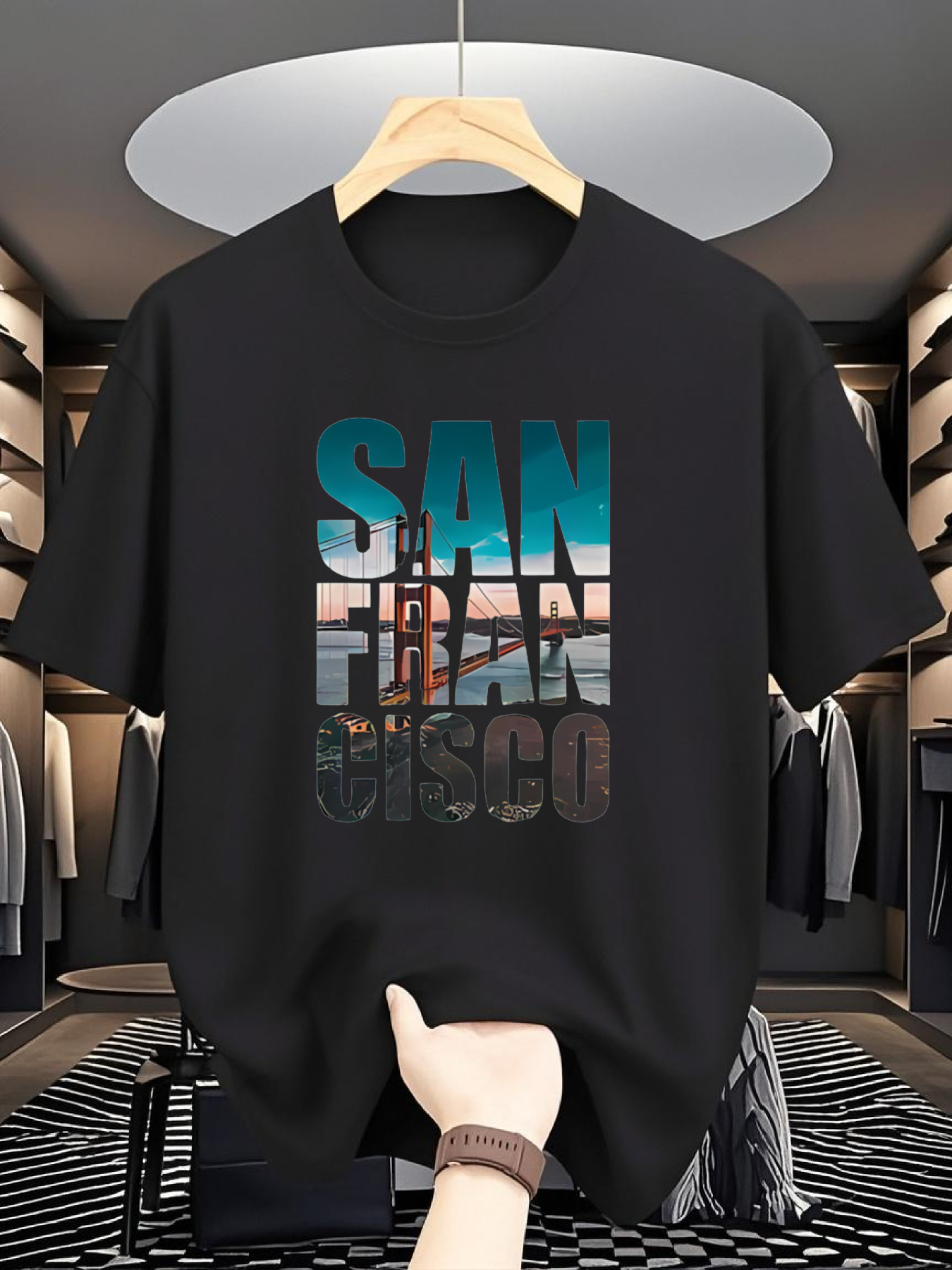 Men's SAN FRAN CISCO Graphic T - Tee Graphic Print のレビューと価格