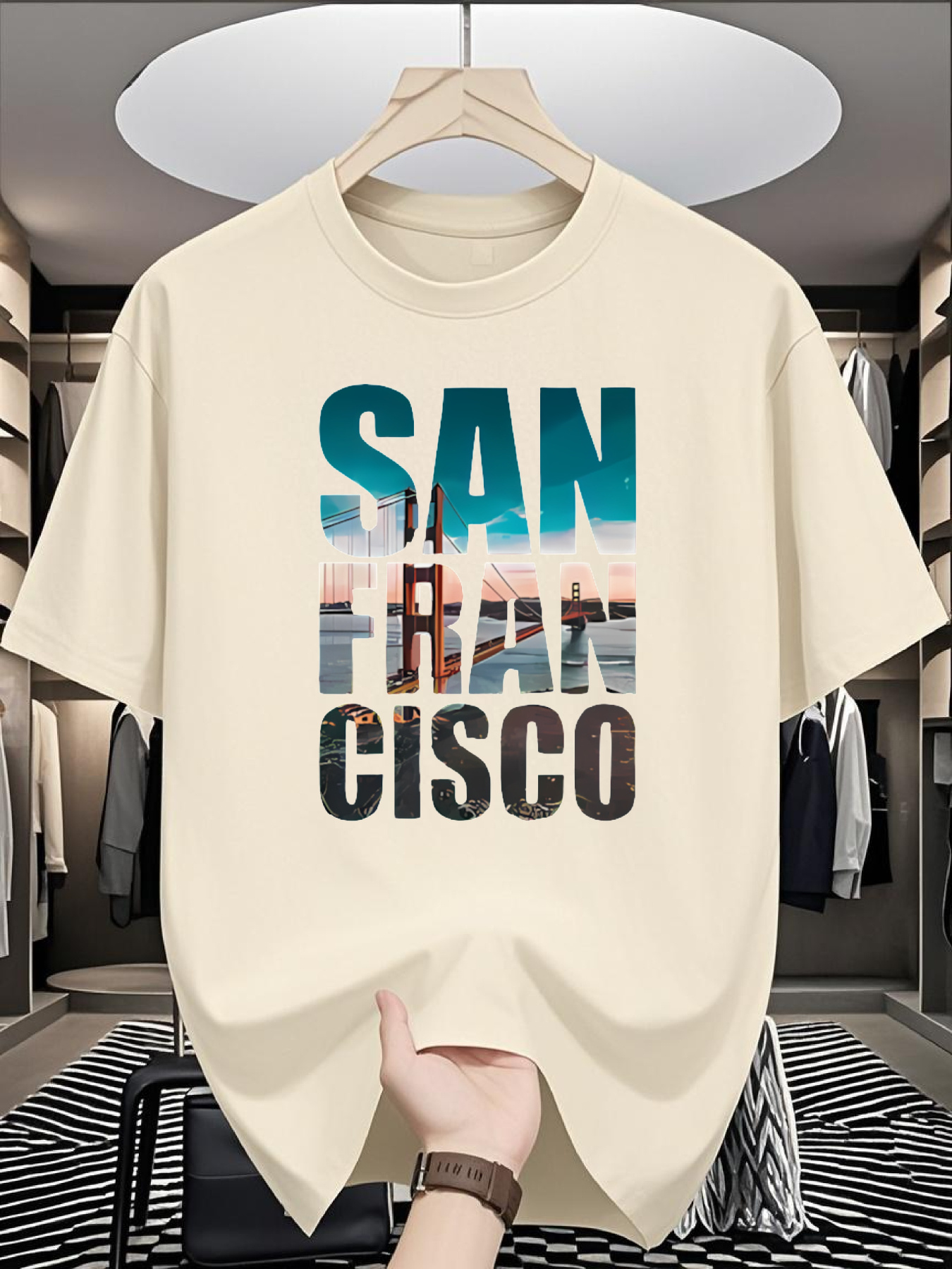 Men's SAN FRAN CISCO Graphic T - Tee Graphic Print のレビューと価格