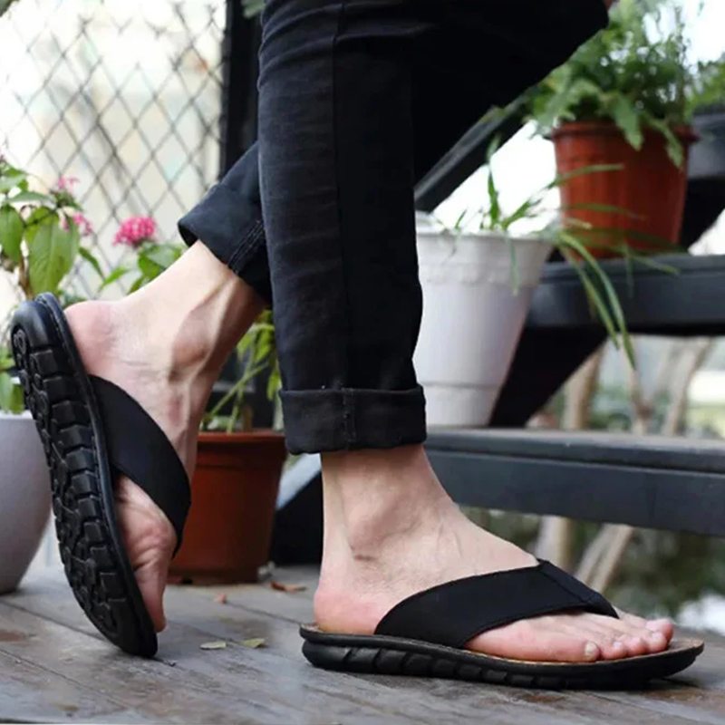 Summer Shoes Men Slippers Genu - Flip Flop Leather Men のレビューと価格