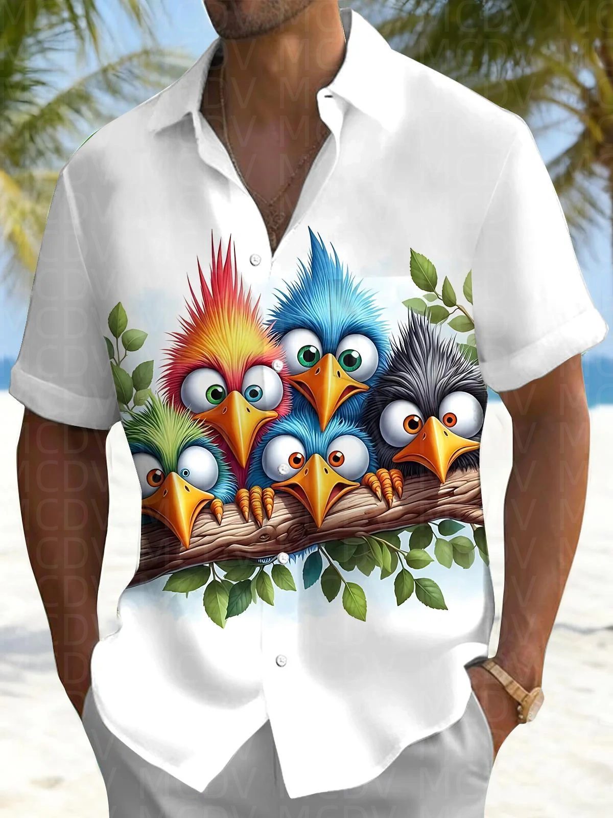 Bird Pattern Men's Hawaiian Sh - Shirt Camp Collar のレビューと価格