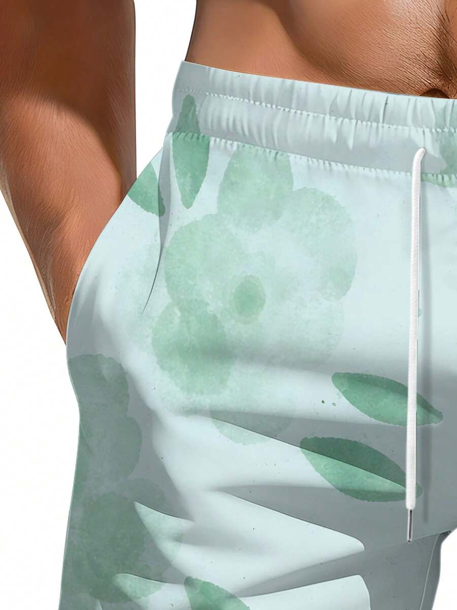 Mens Floral Print Beach Shorts - Swim Trunk Quick Dry のレビューと価格